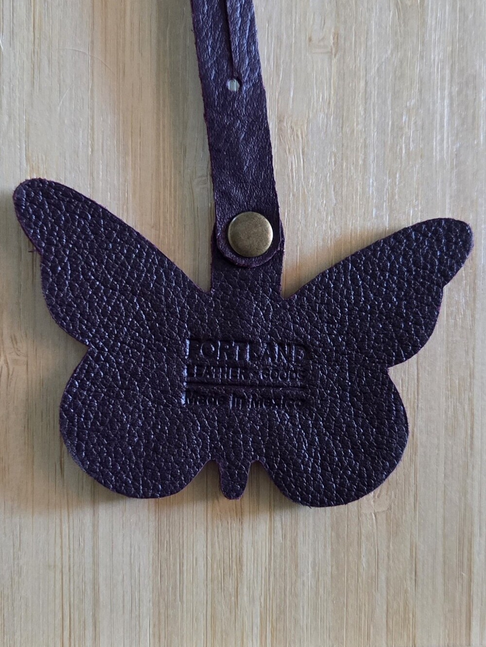 Portland Leather Monarca Butterfly Bag Charm Tassel in Plum - Picture 4 of 5